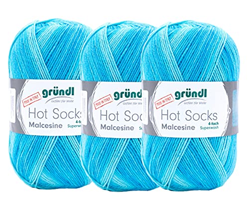 Max Gruendl, Hot Socks Malcesine 4-fach, Wolle (75% Schurwolle (superwash), 25% Polyamid) (3 Knäuel, pool multicolor) von Max Gründl