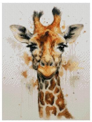 Kreuzstich-Set, Giraffe und Farbe, 14-teilig, 100 x 135 Stiche, 17 x 24 cm, breites Tier, klein, leicht gezählt, Kreuzstich-Set von Max Stitch design