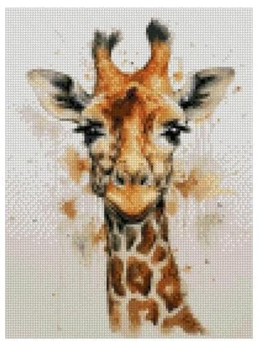 Kreuzstich-Set, Giraffe und Farbe, 14-teilig, 100 x 135 Stiche, 17 x 24 cm, breites Tier, klein, leicht gezählt, Kreuzstich-Set von Max Stitch design