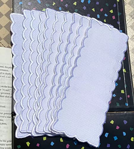 10 Stück reine weiße Stickerei Kanten Lesezeichen zum Kreuzstich, blanko Kreuzstich Lesezeichen für DIY von Max Stitch
