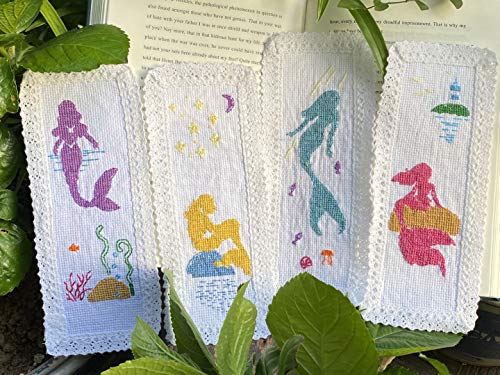 4 Stück Meerjungfrau Buchmarker Kreuzstich Kits ägyptische Baumwolle 100% Baumwolle 14ct Aida mit Baumwolle Spitze Rand Kreuzstich DIY Buchmarker Meerjungfrau Kreuzstich Lesezeichen 4 Stück Meerjungfrau Buchmarker Kreuzstich Kits ägyptische Baumwolle 100% Baumwolle 14ct Aida mit Baumwolle Spitze Rand Kreuzstich DIY Buchmarker Meerjungfrau Kreuzstich Lesezeichen von Max Stitch
