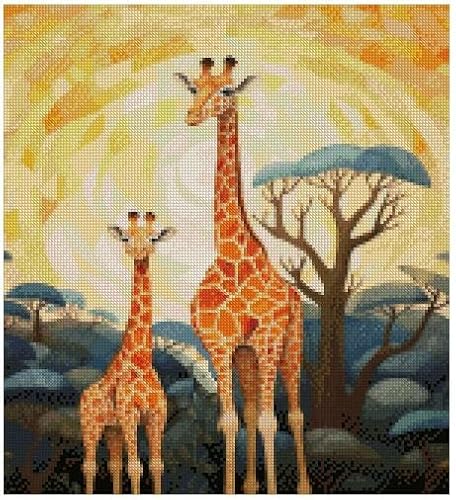 Kreuzstich-Set Giraffe im Sonnenuntergang, 100 % Baumwolle, 14 Zählmuster, 150 x 165 Stiche, 26 x 29 cm, Baumwolle, gemütlich, breit, Tierporträt, exotische Wanddekoration, Kreuzstich-Set Kreuzstich-Set Giraffe im Sonnenuntergang, 100 % Baumwolle, 14 Zählmuster, 150 x 165 Stiche, 26 x 29 cm, Baumwolle, gemütlich, breit, Tierporträt, exotische Wanddekoration, Kreuzstich-Set von Max Stitch