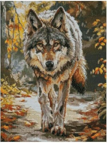 Kreuzstich-Set, Motiv: Wolf geht hinein, 14-fädig, 150 x 150 Stiche, 26 x 26 cm, Baumwolle, Kreuzstich-Set mit Wolf-Zählmuster Kreuzstich-Set, Motiv: Wolf geht hinein, 14-fädig, 150 x 150 Stiche, 26 x 26 cm, Baumwolle, Kreuzstich-Set mit Wolf-Zählmuster von Max Stitch
