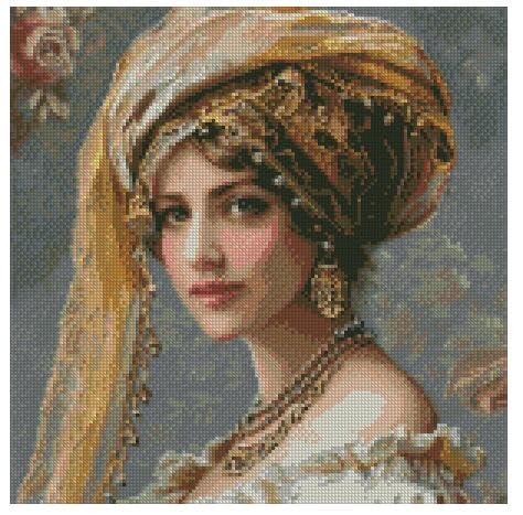 Kreuzstich-Set "Lady with Headtie", Serie 3, Baumwollgarn, 14 Karat Aida-Stoff, 150 x 150 Stiche, 26 x 26 cm Kreuzstich-Set "Lady with Headtie", Serie 3, Baumwollgarn, 14 Karat Aida-Stoff, 150 x 150 Stiche, 26 x 26 cm von Max Stitch