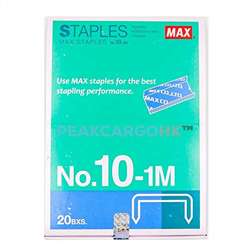 MAX USA CORP. 20 Kartons (20.000 Heftklammern) Authentische Max-Heftklammern Nr. 10-1M für Bürohefter von Max
