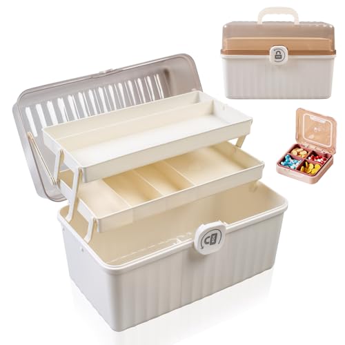 MaxEarn 3-Regal Medikamenten Aufbewahrung Groß, 32 X 18 X 22 Cm Hausapotheke Box Medizinbox, Weiß Medikamenten Organizer Box, Erste-Hilfe-Box, Medizinkoffer, Sortierbox füR Haarschmuck und Kosmetik MaxEarn 3-Regal Medikamenten Aufbewahrung Groß, 32 X 18 X 22 Cm Hausapotheke Box Medizinbox, Weiß Medikamenten Organizer Box, Erste-Hilfe-Box, Medizinkoffer, Sortierbox füR Haarschmuck und Kosmetik von MaxEarn