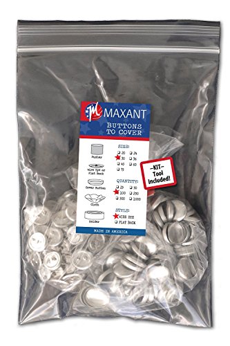 100 Knopfrohlinge zum Überziehen mit Draht Ösen - Größe 30 (19mm) mit Werkzeug - Cover Button von Maxant