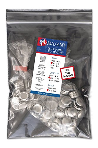100 Knopfrohlinge zum Überziehen mit Flacher Rückseite - Größe 30 (19mm) mit Werkzeug - Cover Button von Maxant