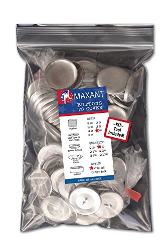 50 Knopfrohlinge zum Überziehen mit Draht Ösen - Größe 60 (38mm) mit Werkzeug - Cover Button von Maxant
