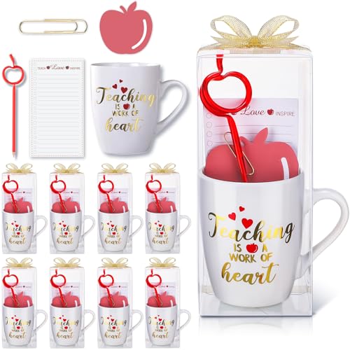 Maxcheck 8-teiliges Set für Lehrer Wertschätzungsgeschenke für Männer und Frauen, Kaffeetasse, Apfelförmiger Stift, Apfelform und rechteckige Haftnotizen, goldene Büroklammer, goldenes Band für Maxcheck 8-teiliges Set für Lehrer Wertschätzungsgeschenke für Männer und Frauen, Kaffeetasse, Apfelförmiger Stift, Apfelform und rechteckige Haftnotizen, goldene Büroklammer, goldenes Band für von Maxcheck