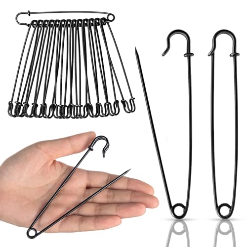 Maxdot 20 Stück 12,7 cm große Sicherheitsnadeln, robust, große schwarze Jumbo-Sicherheitsnadeln für Kleidung, Decken, dicken Stoff, Dekorationen Maxdot 20 Stück 12,7 cm große Sicherheitsnadeln, robust, große schwarze Jumbo-Sicherheitsnadeln für Kleidung, Decken, dicken Stoff, Dekorationen von Maxdot