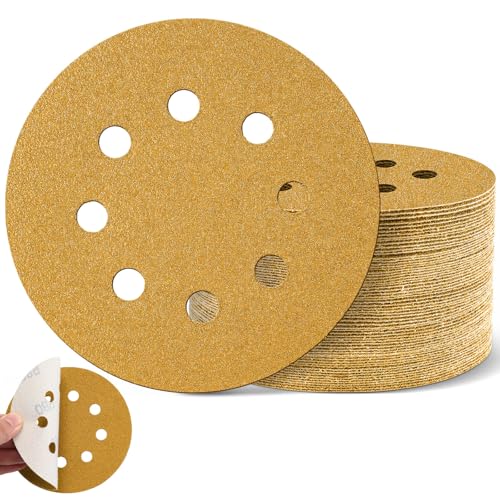 Maxdot 200 Stück 12,7 cm Schleifscheiben, 8-Loch-Haken und Schlaufe, 80er-Körnung, Goldschleifpapier für Exzenterschleifer Maxdot 200 Stück 12,7 cm Schleifscheiben, 8-Loch-Haken und Schlaufe, 80er-Körnung, Goldschleifpapier für Exzenterschleifer von Maxdot
