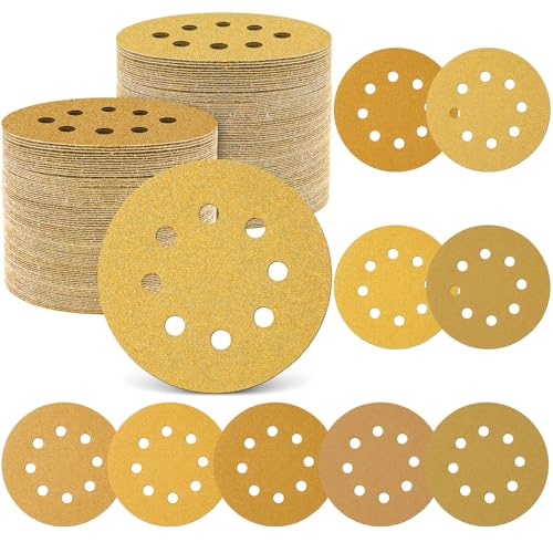 Maxdot 200 Stück 12,7 cm Schleifscheiben, 8-Loch-Haken und Schlaufe, Körnung 60, 80, 100, 120, 150, 220, 320, 400, 600, 800, Goldschleifpapier für Exzenterschleifer Maxdot 200 Stück 12,7 cm Schleifscheiben, 8-Loch-Haken und Schlaufe, Körnung 60, 80, 100, 120, 150, 220, 320, 400, 600, 800, Goldschleifpapier für Exzenterschleifer von Maxdot