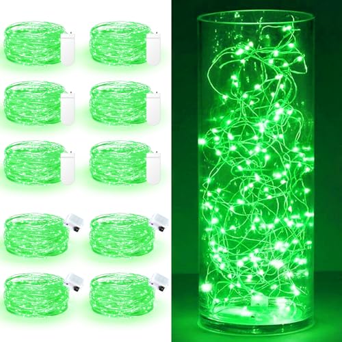 Maxee 10 Stück 1M Grün LED Lichterkette Batterie, Wasserdicht für DIY, Party, Stimmung Lichter, Weihnachtsdeko, Innen- und Außenbereich Deko, 4 Stück Quadratische + 6 Stück Flache Lichterkette- NEW von Maxee