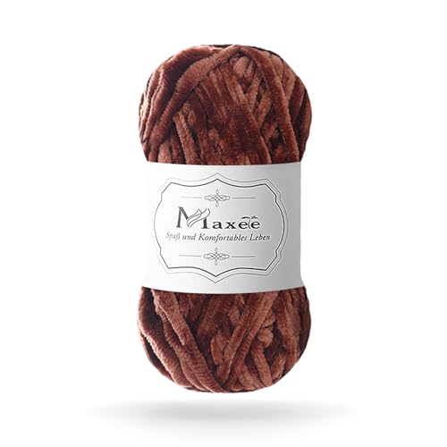 Maxee 100g(1×100g) Samtig Babywolle, Samt Velvet Wolle Chenille Garn, Kuschelweich Chenillegarn, Flauschige Weich Plüschwolle, Häkelgarn Wolle Zum Stricken & Häkeln von Maxee