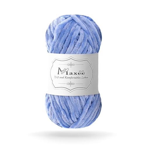 Maxee 100g(1×100g) Samtig Babywolle, Samt Velvet Wolle Chenille Garn, Kuschelweich Chenillegarn, Flauschige Weich Plüschwolle, Häkelgarn Wolle Zum Stricken & Häkeln von Maxee