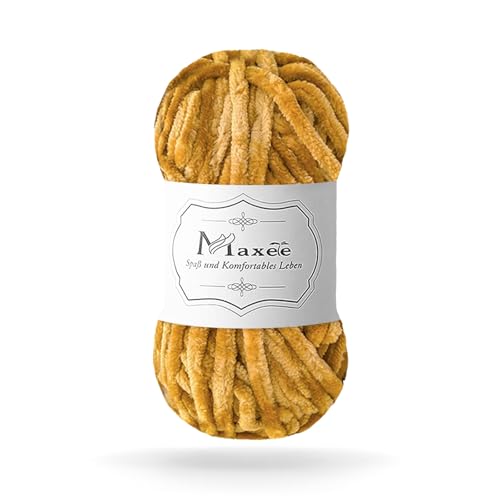 Maxee 100g(1×100g) Samtig Babywolle, Samt Velvet Wolle Chenille Garn, Kuschelweich Chenillegarn, Flauschige Weich Plüschwolle, Häkelgarn Wolle Zum Stricken & Häkeln von Maxee
