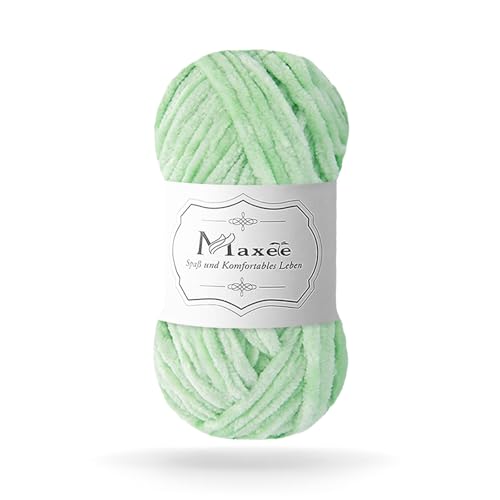 Maxee 100g(1×100g) Samtig Babywolle, Samt Velvet Wolle Chenille Garn, Kuschelweich Chenillegarn, Flauschige Weich Plüschwolle, Häkelgarn Wolle Zum Stricken & Häkeln von Maxee