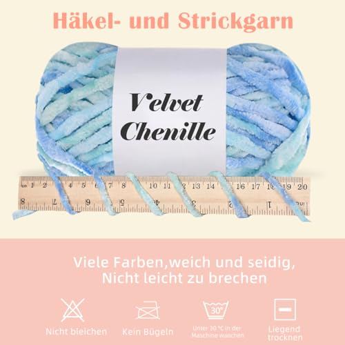 Maxee 100g Samtig Babywolle, Samt Chenille Garn mit Häkelwerkzeuge, Kuschelweich Velvet Chenillegarn Flauschige, Weich Plüschwolle Häkelgarn Wolle zum Stricken & Häkeln Maxee 100g Samtig Babywolle, Samt Chenille Garn mit Häkelwerkzeuge, Kuschelweich Velvet Chenillegarn Flauschige, Weich Plüschwolle Häkelgarn Wolle zum Stricken & Häkeln von Maxee