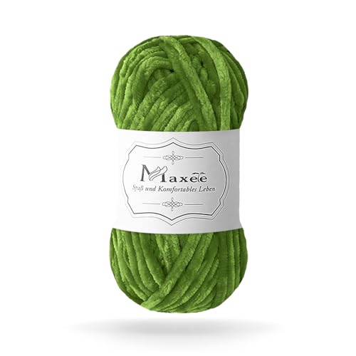 Maxee 100g Samtig Babywolle, Samt Chenille Garn mit Häkelwerkzeuge, Kuschelweich Velvet Chenillegarn Flauschige, Weich Plüschwolle Häkelgarn Wolle zum Stricken & Häkeln von Maxee