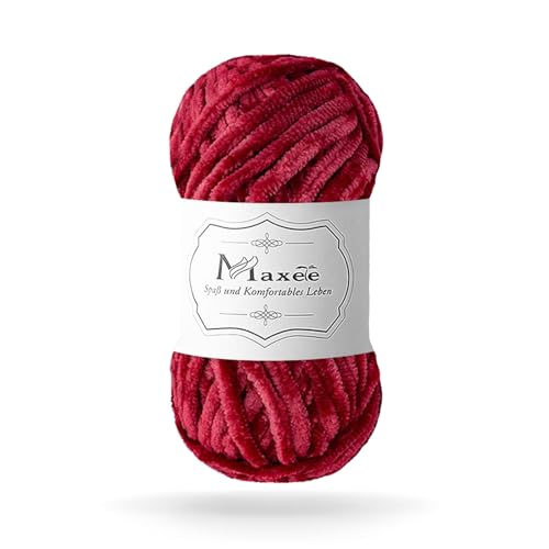 Maxee 100g Samtig Babywolle, Samt Chenille Garn mit Häkelwerkzeuge, Kuschelweich Velvet Chenillegarn Flauschige, Weich Plüschwolle Häkelgarn Wolle zum Stricken & Häkeln von Maxee
