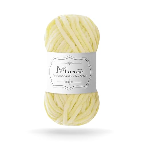 Maxee 100g Samtig Babywolle, Samt Chenille Garn mit Häkelwerkzeuge, Kuschelweich Velvet Chenillegarn Flauschige, Weich Plüschwolle Häkelgarn Wolle zum Stricken & Häkeln von Maxee