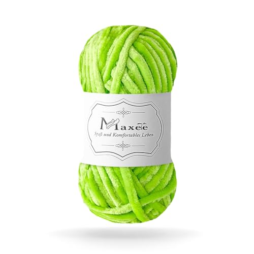 Maxee 100g Samtig Babywolle, Samt Chenille Garn mit Häkelwerkzeuge, Kuschelweich Velvet Chenillegarn Flauschige, Weich Plüschwolle Häkelgarn Wolle zum Stricken & Häkeln von Maxee
