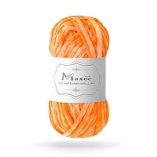 Maxee 100g Samtig Babywolle, Samt Chenille Garn mit Häkelwerkzeuge, Kuschelweich Velvet Chenillegarn Flauschige, Weich Plüschwolle Häkelgarn Wolle zum Stricken & Häkeln von Maxee