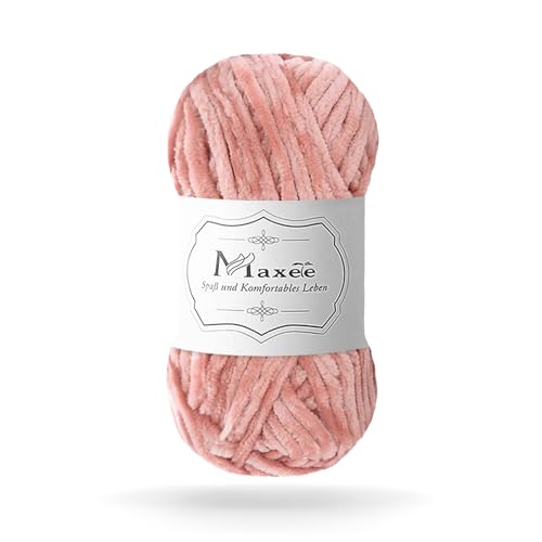 Maxee 100g Samtig Babywolle, Samt Chenille Garn mit Häkelwerkzeuge, Kuschelweich Velvet Chenillegarn Flauschige, Weich Plüschwolle Häkelgarn Wolle zum Stricken & Häkeln von Maxee