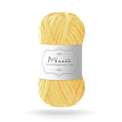 Maxee 100g Samtig Babywolle, Samt Chenille Garn mit Häkelwerkzeuge, Kuschelweich Velvet Chenillegarn Flauschige, Weich Plüschwolle Häkelgarn Wolle zum Stricken & Häkeln von Maxee