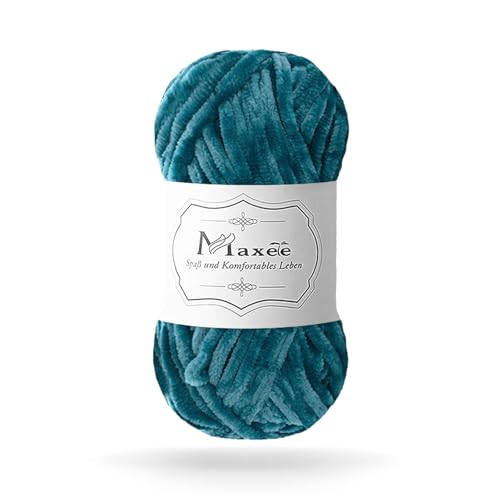 Maxee 100g Samtig Babywolle, Samt Chenille Garn mit Häkelwerkzeuge, Kuschelweich Velvet Chenillegarn Flauschige, Weich Plüschwolle Häkelgarn Wolle zum Stricken & Häkeln von Maxee