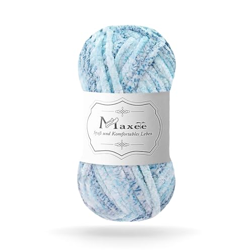 Maxee 100g Samtig Babywolle, Samt Chenille Garn mit Häkelwerkzeuge, Kuschelweich Velvet Chenillegarn Flauschige, Weich Plüschwolle Häkelgarn Wolle zum Stricken & Häkeln von Maxee