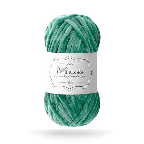 Maxee 100g Samtig Babywolle, Samt Chenille Garn mit Häkelwerkzeuge, Kuschelweich Velvet Chenillegarn Flauschige, Weich Plüschwolle Häkelgarn Wolle zum Stricken & Häkeln von Maxee
