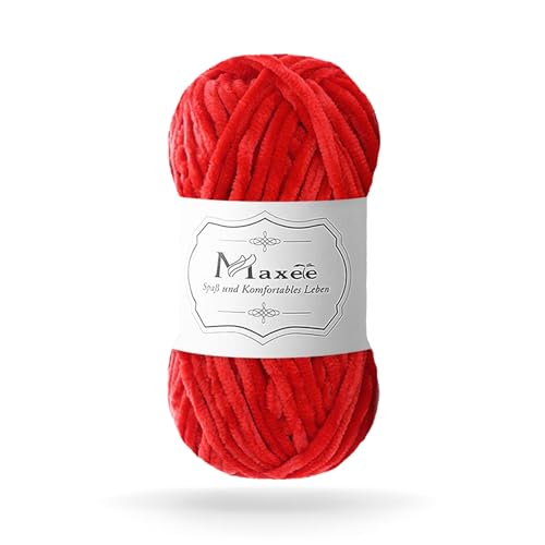 Maxee 100g Samtig Babywolle, Samt Chenille Garn mit Häkelwerkzeuge, Kuschelweich Velvet Chenillegarn Flauschige, Weich Plüschwolle Häkelgarn Wolle zum Stricken & Häkeln von Maxee