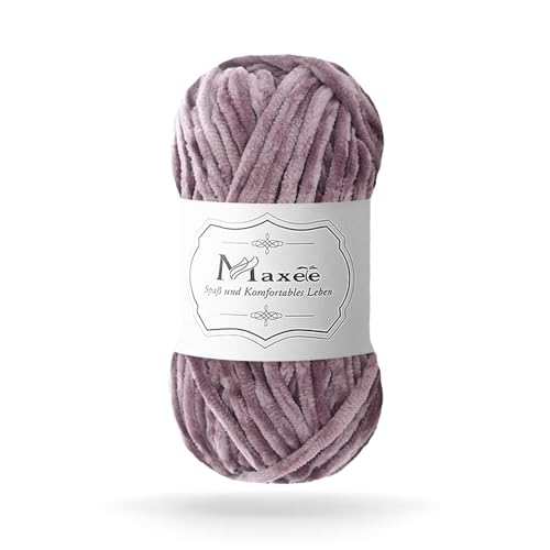 Maxee 100g Samtig Babywolle, Samt Chenille Garn mit Häkelwerkzeuge, Kuschelweich Velvet Chenillegarn Flauschige, Weich Plüschwolle Häkelgarn Wolle zum Stricken & Häkeln von Maxee