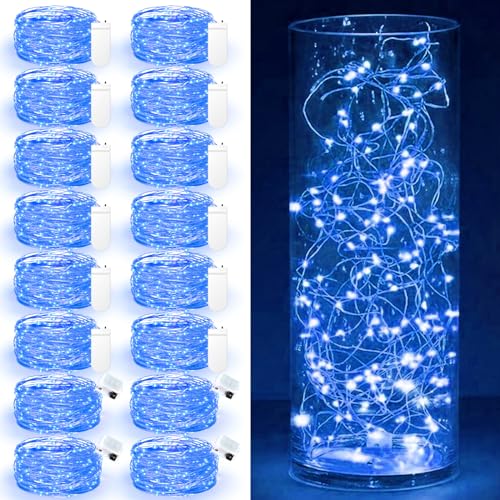 Maxee 16 Stück 2M Blau LED Lichterkette Batterie, Wasserdicht für DIY, Party, Stimmung Lichter, Weihnachtsdeko, Innen- und Außenbereich Deko, 4 Stück Quadratische + 12 Stück Flache Lichterkette-1 Maxee 16 Stück 2M Blau LED Lichterkette Batterie, Wasserdicht für DIY, Party, Stimmung Lichter, Weihnachtsdeko, Innen- und Außenbereich Deko, 4 Stück Quadratische + 12 Stück Flache Lichterkette-1 von Maxee