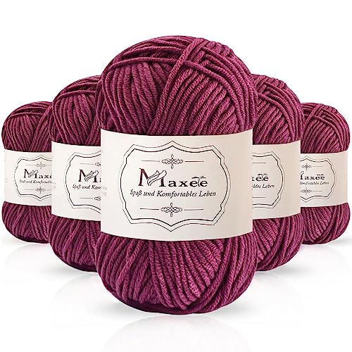 Maxee 250g(50gx5) Handstrickgarn Multicolor, Acryl Garn zum Stricken, Weicher Wolle zum Häkeln und Kunsthandwerk, Hand Knitting Garn zum Häkeln, Schals für Strickanfänger, Erfahrene Stricker von Maxee