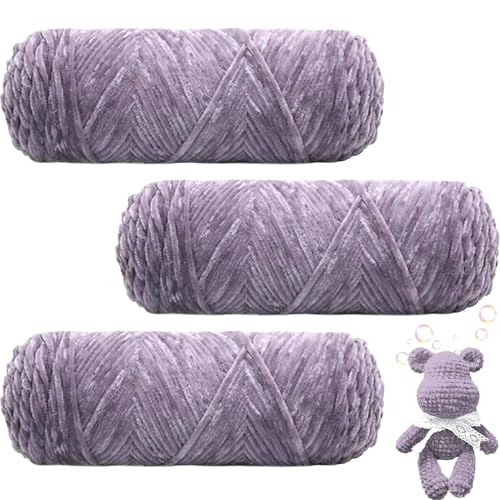 Maxee 300g(3×100g) Samtig Babywolle, Samt Velvet Wolle Chenille Garn, Kuschelweich Chenillegarn, Flauschige Weich Plüschwolle, Häkelgarn Wolle Zum Stricken & Häkeln von Maxee