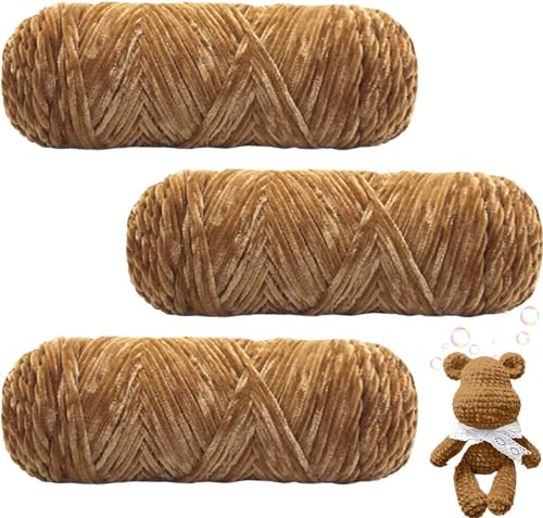 Maxee 300g(3×100g) Samtig Babywolle, Samt Velvet Wolle Chenille Garn, Kuschelweich Chenillegarn, Flauschige Weich Plüschwolle, Häkelgarn Wolle Zum Stricken & Häkeln von Maxee