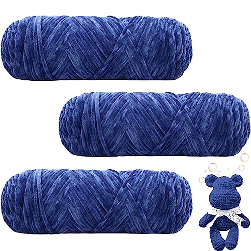 Maxee 300g(3×100g) Samtig Babywolle, Samt Velvet Wolle Chenille Garn, Kuschelweich Chenillegarn, Flauschige Weich Plüschwolle, Häkelgarn Wolle Zum Stricken & Häkeln von Maxee