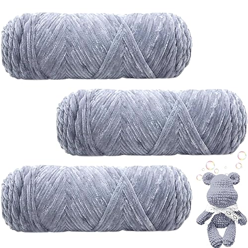 Maxee 300g(3×100g) Samtig Babywolle, Samt Velvet Wolle Chenille Garn, Kuschelweich Chenillegarn, Flauschige Weich Plüschwolle, Häkelgarn Wolle Zum Stricken & Häkeln von Maxee