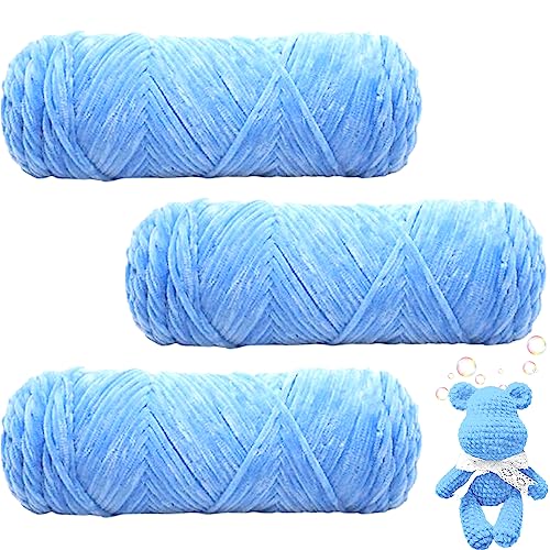 Maxee 300g(3×100g) Samtig Babywolle, Samt Velvet Wolle Chenille Garn, Kuschelweich Chenillegarn, Flauschige Weich Plüschwolle, Häkelgarn Wolle Zum Stricken & Häkeln von Maxee
