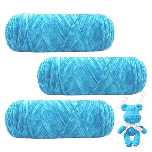 Maxee 300g(3×100g) Samtig Babywolle, Samt Velvet Wolle Chenille Garn, Kuschelweich Chenillegarn, Flauschige Weich Plüschwolle, Häkelgarn Wolle Zum Stricken & Häkeln von Maxee