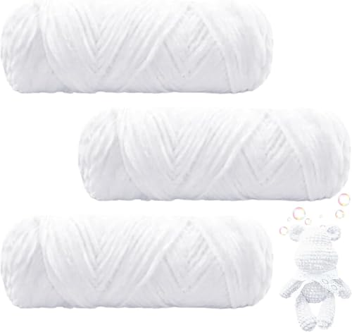 Maxee 300g(3×100g) Samtig Babywolle, Samt Velvet Wolle Chenille Garn, Kuschelweich Chenillegarn, Flauschige Weich Plüschwolle, Häkelgarn Wolle Zum Stricken & Häkeln von Maxee