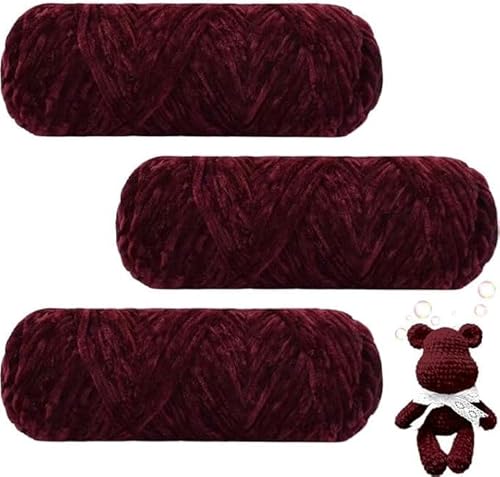 Maxee 300g(3×100g) Samtig Babywolle, Samt Velvet Wolle Chenille Garn, Kuschelweich Chenillegarn, Flauschige Weich Plüschwolle, Häkelgarn Wolle Zum Stricken & Häkeln von Maxee