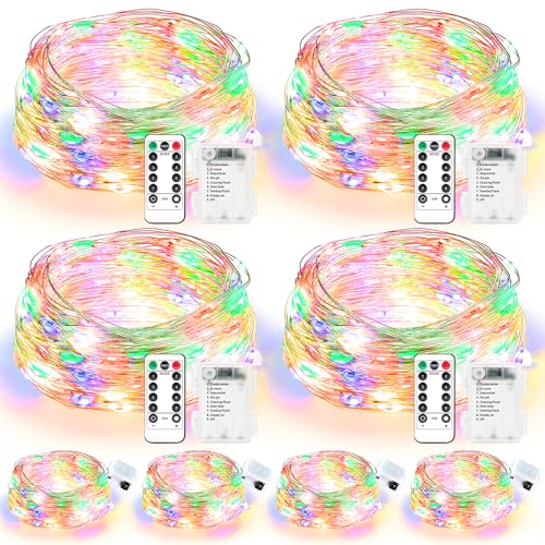 Maxee 4 Stück 10M + 4 Stück 3M LED Lichterkette Batterie, 8 Modi Fernbedienung mit Timer Lichterkette, IP65 Wasserdichte, Außen Lichterkette Draht für Weihnachten Innen Aussen Deko, Farbig Maxee 4 Stück 10M + 4 Stück 3M LED Lichterkette Batterie, 8 Modi Fernbedienung mit Timer Lichterkette, IP65 Wasserdichte, Außen Lichterkette Draht für Weihnachten Innen Aussen Deko, Farbig von Maxee