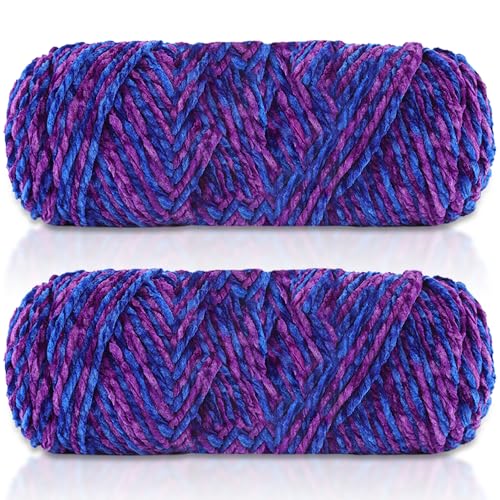 Maxee 400g(2×200g) Samtig Babywolle, Samt Velvet Wolle Chenille Garn, Kuschelweich Chenillegarn, Flauschige Weich Plüschwolle, Häkelgarn Wolle Zum Stricken & Häkeln-A-15 von Maxee