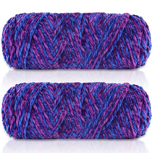 Maxee 400g(2×200g) Samtig Babywolle, Samt Velvet Wolle Chenille Garn, Kuschelweich Chenillegarn, Flauschige Weich Plüschwolle, Häkelgarn Wolle Zum Stricken & Häkeln von Maxee