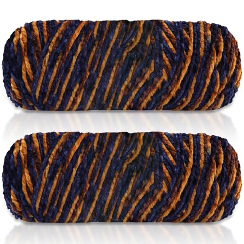 Maxee 400g(2×200g) Samtig Babywolle, Samt Velvet Wolle Chenille Garn, Kuschelweich Chenillegarn, Flauschige Weich Plüschwolle, Häkelgarn Wolle Zum Stricken & Häkeln-A-5 von Maxee