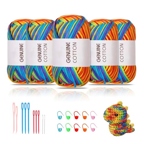 Maxee 5X50g Dickes Garn Baumwolle zum Häkeln, Chunky Häkelgarn für Anfänger, Kein Geteiltes Häkeln Amigurumi Wolle, Klobiges Baumwollgarn Einfaches Strickgarn zum Häkeln Stricke Maxee 5X50g Dickes Garn Baumwolle zum Häkeln, Chunky Häkelgarn für Anfänger, Kein Geteiltes Häkeln Amigurumi Wolle, Klobiges Baumwollgarn Einfaches Strickgarn zum Häkeln Stricke von Maxee